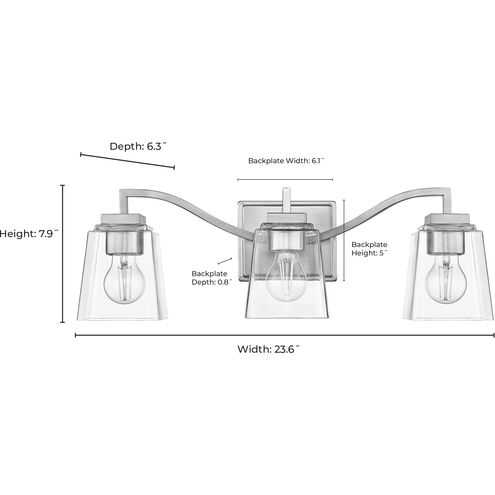Avenna 3 Light 23.5 inch Matte Black Bathroom Vanity Light Wall Light
